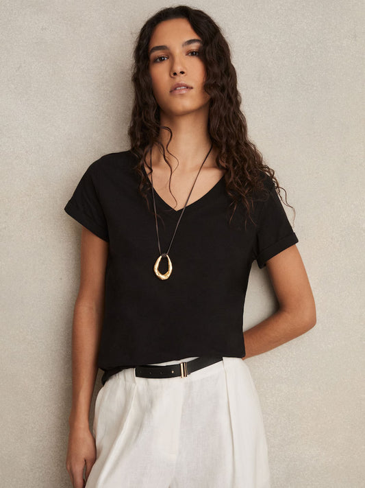 FRIEDMAN-V-Neck T-Shirt in Black