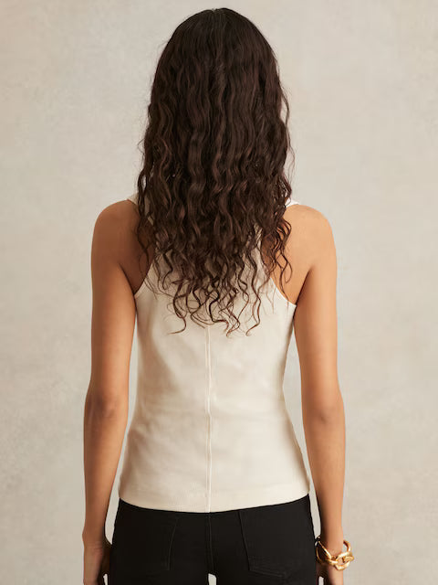 FRIEDMAN-Ribbed Cowl-Neck Vest in Ivory