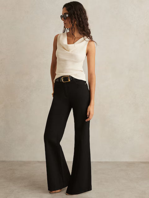 FRIEDMAN-Ribbed Cowl-Neck Vest in Ivory