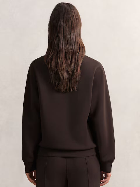 FRIEDMAN-Interlock Shawl-Neck Sweatshirt with Modal in Dark Chocolate