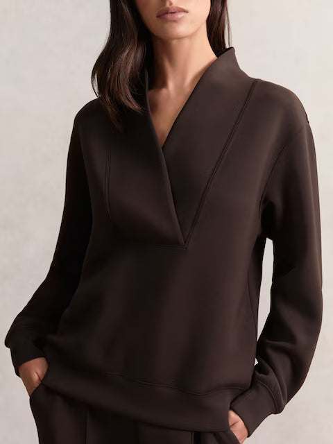 FRIEDMAN-Interlock Shawl-Neck Sweatshirt with Modal in Dark Chocolate