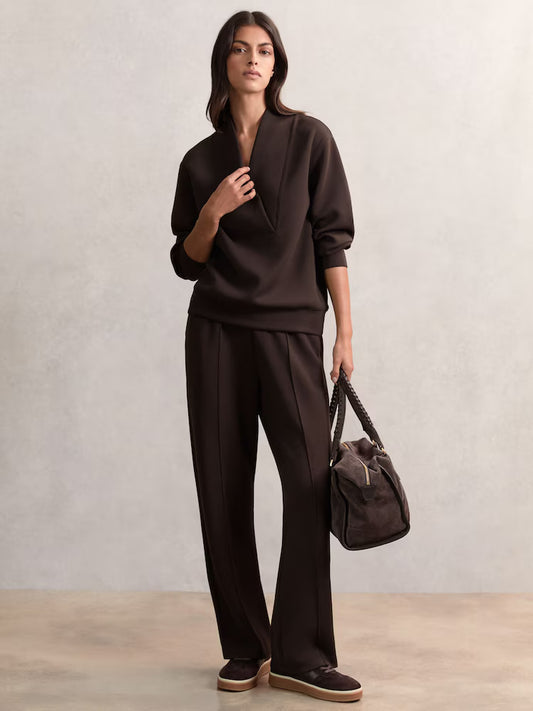 FRIEDMAN-Interlock Shawl-Neck Sweatshirt with Modal in Dark Chocolate
